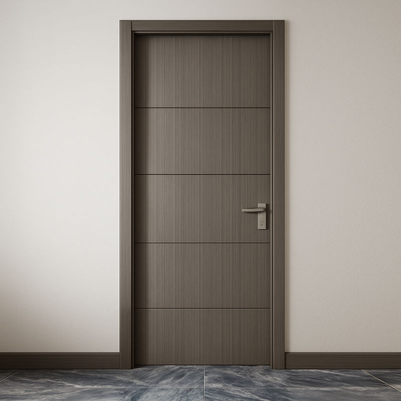 PUERTA DE INTERIOR MDF 3' X 7' C/MARCO - NOGAL 4 LINE BLACK