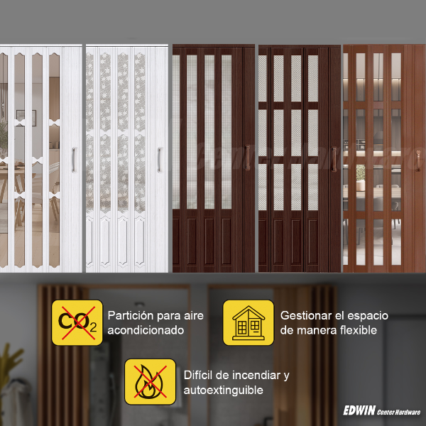 PUERTA PLEGABLE PVC REF. SY-03 TIPO ACORDION 2M X 1M