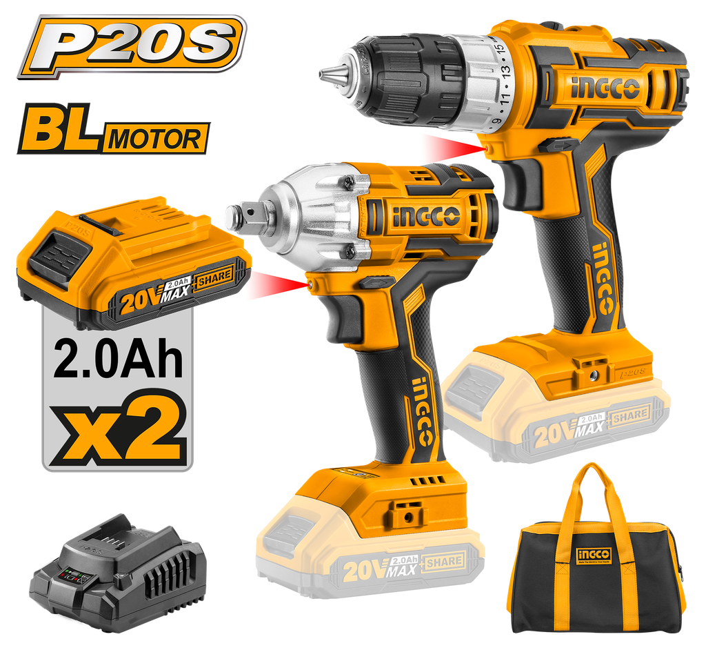 COMBO INGCO TALADRO Y LLAVE DE IMPACTO 20V