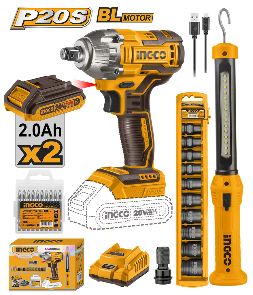 COMBO INGCO LITIO TALADRO IMPACTO, LINTERNA