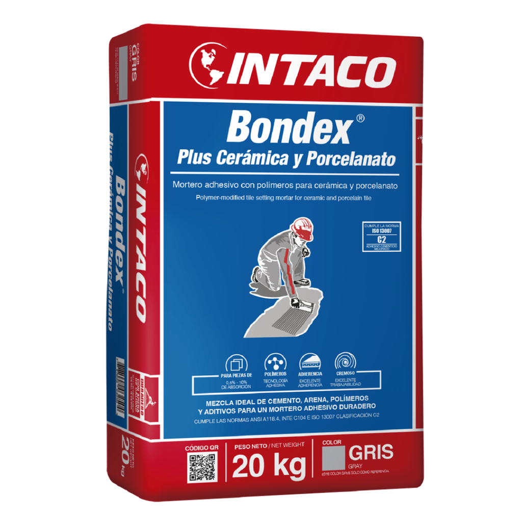 BONDEX PLUS CERAMICA Y PORCELANATO 20KG GRIS