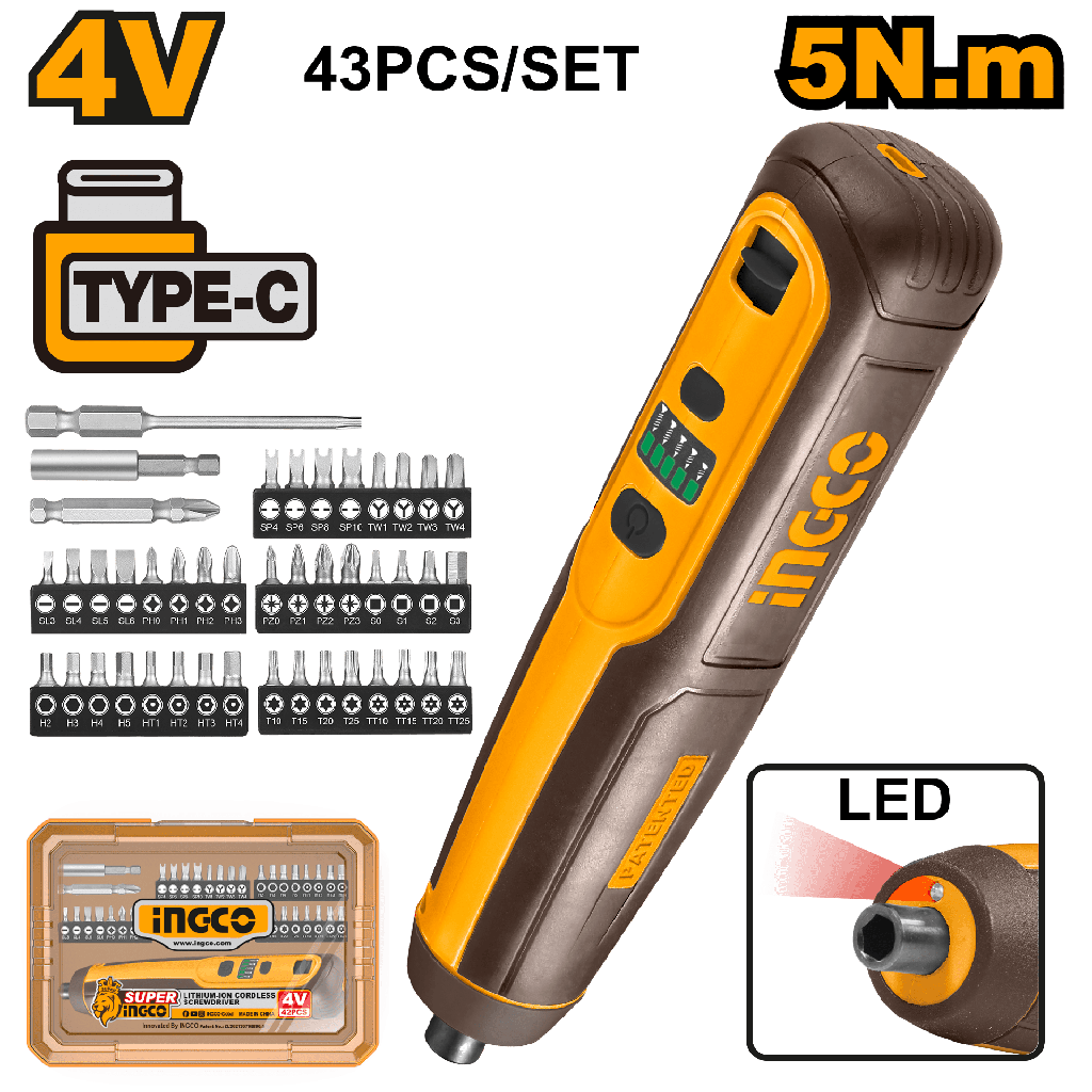 DESTORNILLADOR INALAMBRICO 1/4" 4V  TIPO C