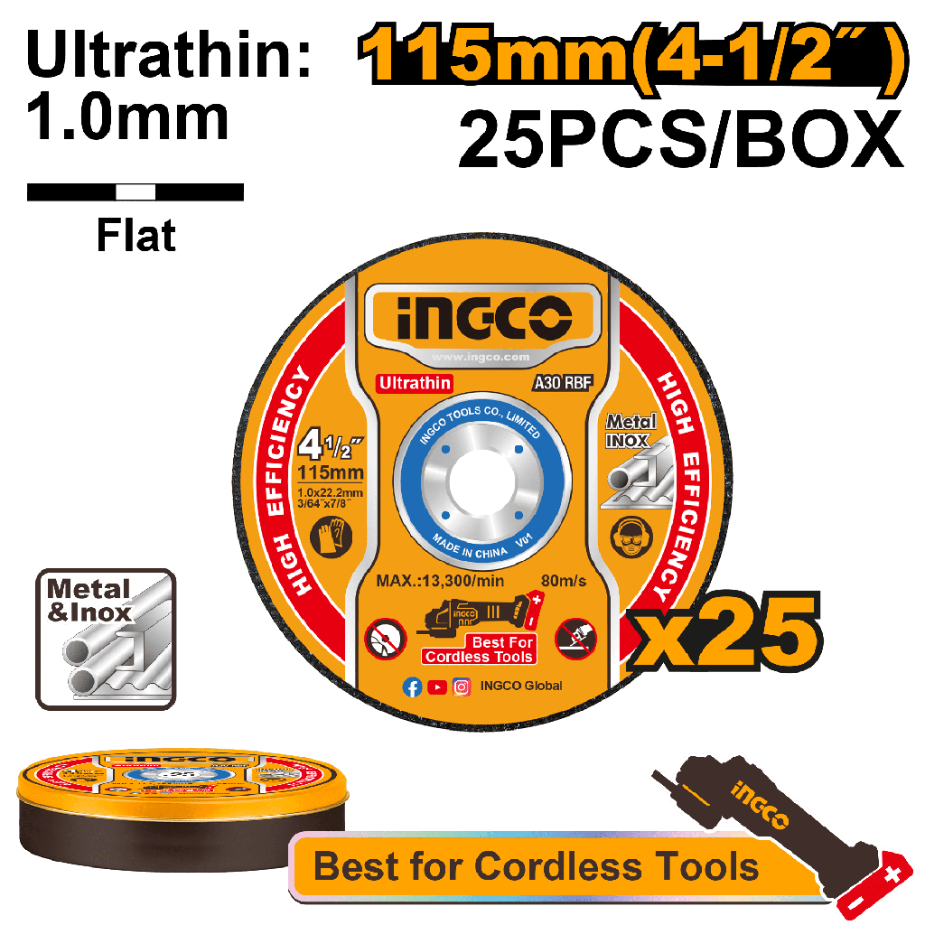 DISCO CORTE DE METAL 4-1/2"X 3/64"X7/8" PLANO