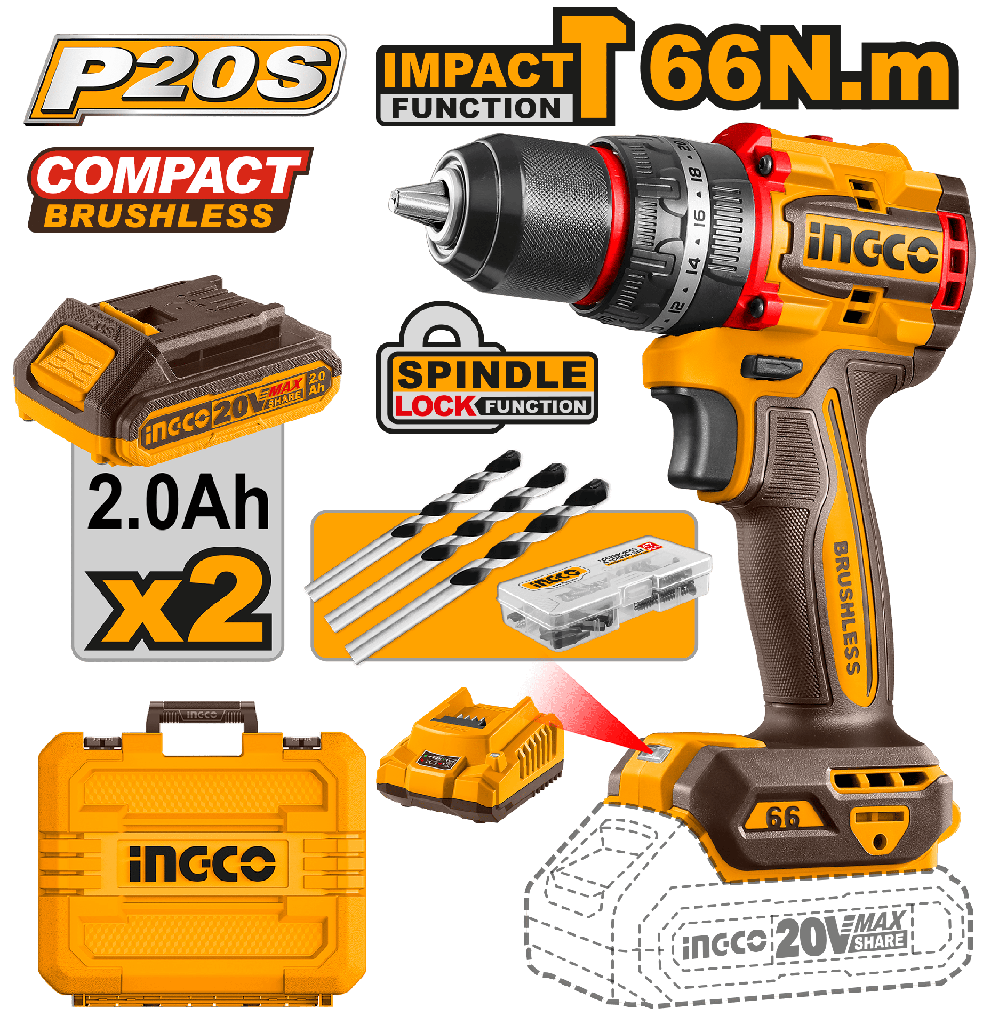 TALADRO IMPACTO 1/2" LIT-ION BL 20V