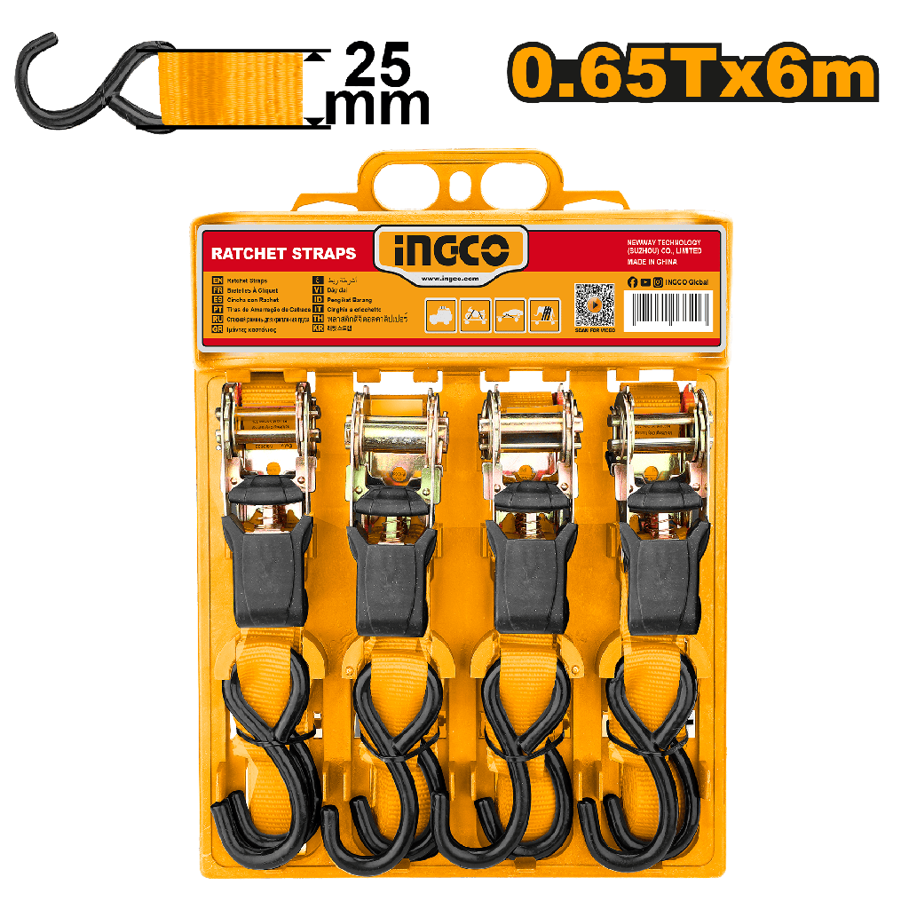 CORREA DE AMARRE 6M 0.65T SET 4 PCS