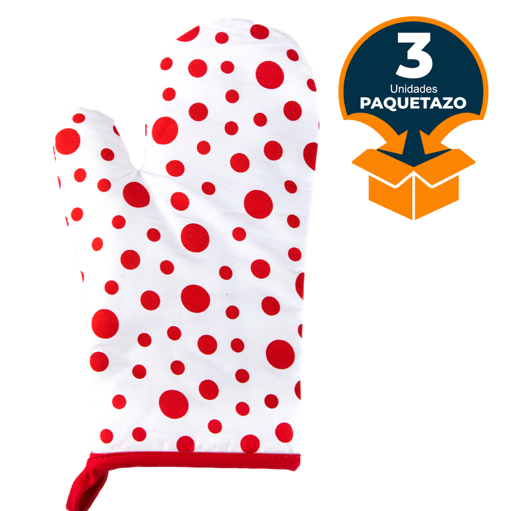 PAQUETAZO - GUANTE PARA HORNEAR TELA - 3 UNIDADES