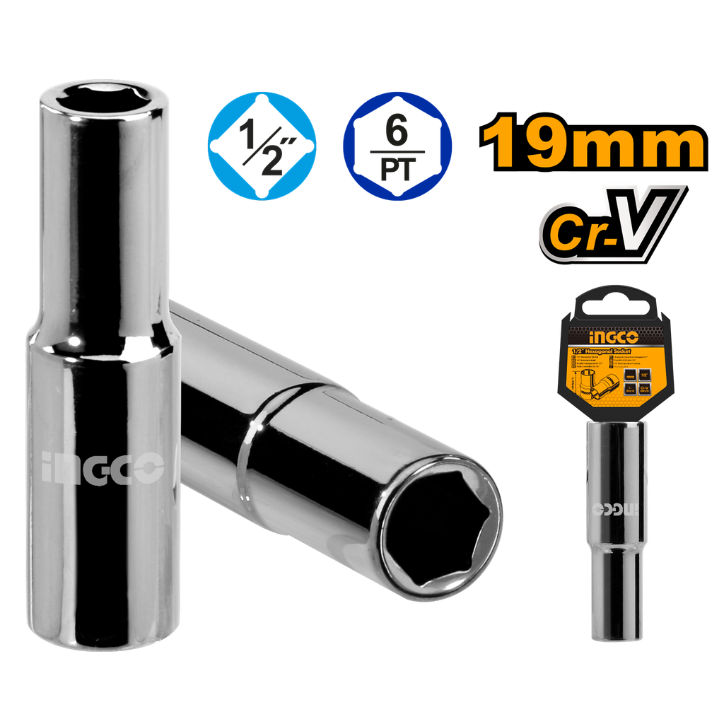 SOCKET HEXAGONAL LARGO 1/2 X 19 MM 6 PT