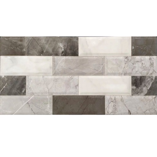 [36-0268] AZULEJO 25 X 50 MARBLEBRICK PERLA  (12PZA/2.00MT)