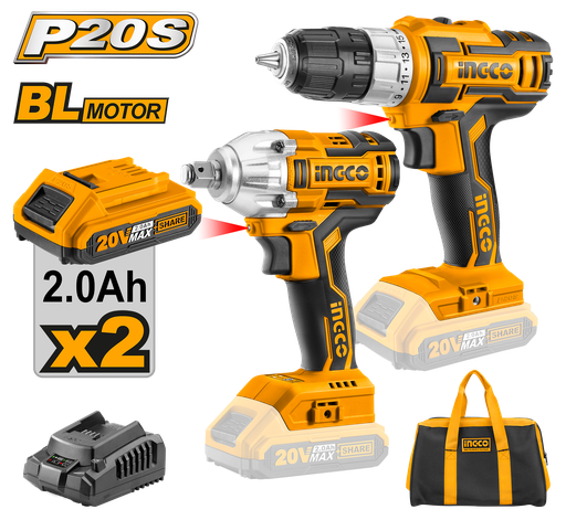 [UCKLI2007] COMBO INGCO TALADRO Y LLAVE DE IMPACTO 20V