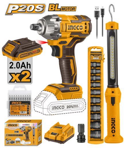 [UCOSLI23011] COMBO INGCO LITIO TALADRO IMPACTO, LINTERNA