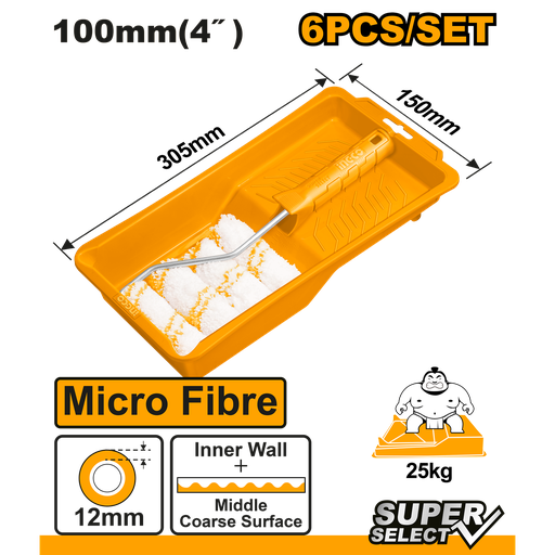 [HKTCB061004] RODILLO MICROFIBRA 4" SET 6 PCS