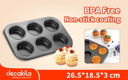 [KMTT079B] BANDEJA MOLDE PARA 6 MUFFIN 