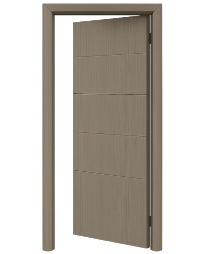 [41-3705] PUERTA DE INTERIOR MDF 2' X 7' C/MARCO - NOGAL 4 LINE BLACK