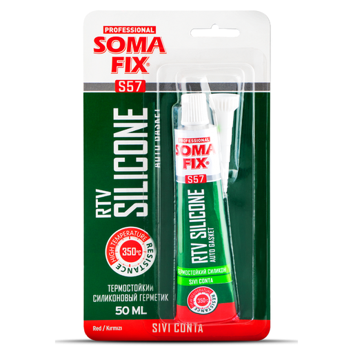 [S57] SOMAFIX SILICON RTV ALTA TEMP BLISTER - ROJO 50ML