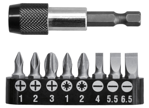 [AKSD0071] PUNTA DESTORNILLADOR CON DADO SET 9 PCS