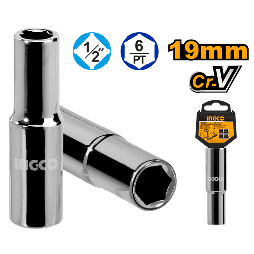 [HHAST12193L] SOCKET HEXAGONAL LARGO 1/2 X 19 MM 6 PT