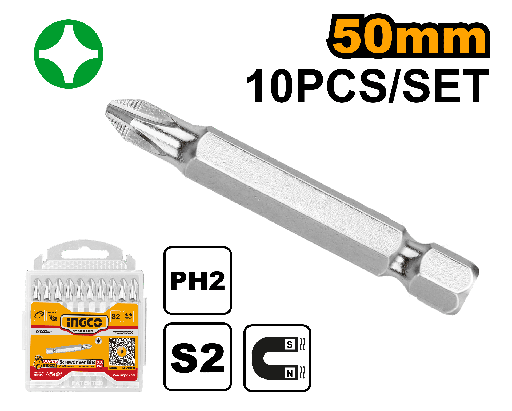 [SDB11PH223] PUNTA DESTORNILLADOR PH2 50MM SET 10 PCS 