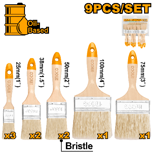 [CHPTB0114091] BROCHA MANGO DE MADERA SET 9 PCS 