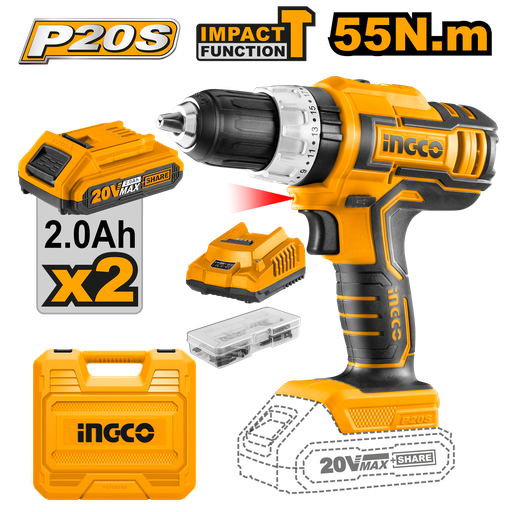 [UCIDLI20031] TALADRO IMPACTO 3/8 LIT-ION INALAMBRICO 20V INGCO